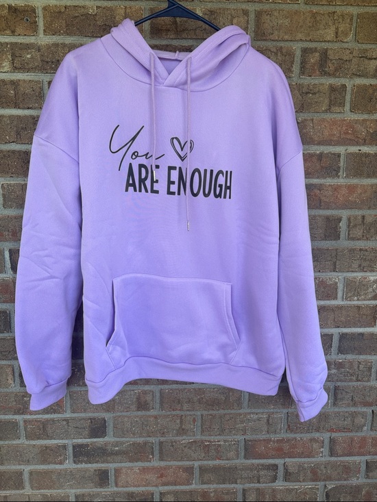 The Unbranded Brand Sweaters - Lilac 'You Are Enough' Crewneck Hoodie Sweater for Women